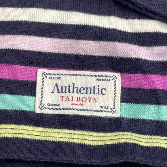 Talbots PM P Med Cotton Pullover Sweater Light Stripped Multi Blue White Boat - Picture 3 of 13